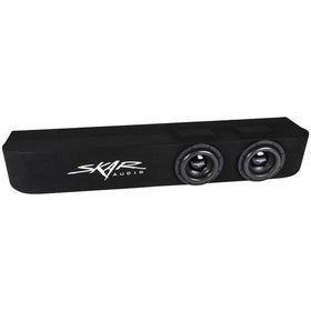 Skar Audio dual 8-inch loaded enclosure in Ford F-150 front view delivering deeper bass