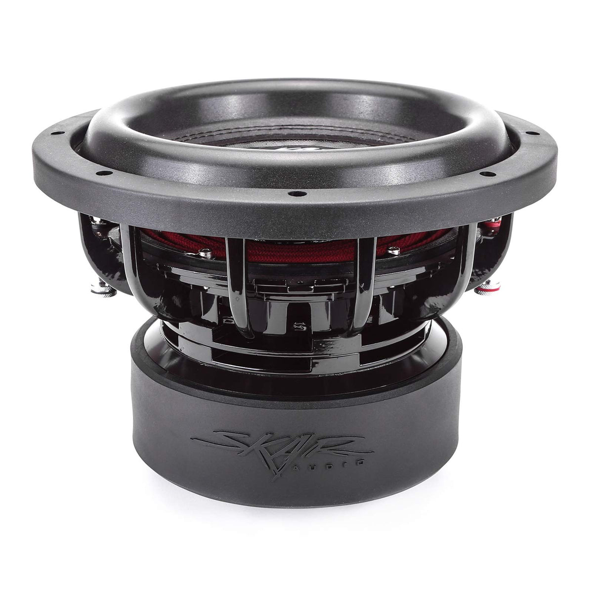 Skar Audio EVL-10 D2 cone close-up emphasizes competition-grade paper cone.