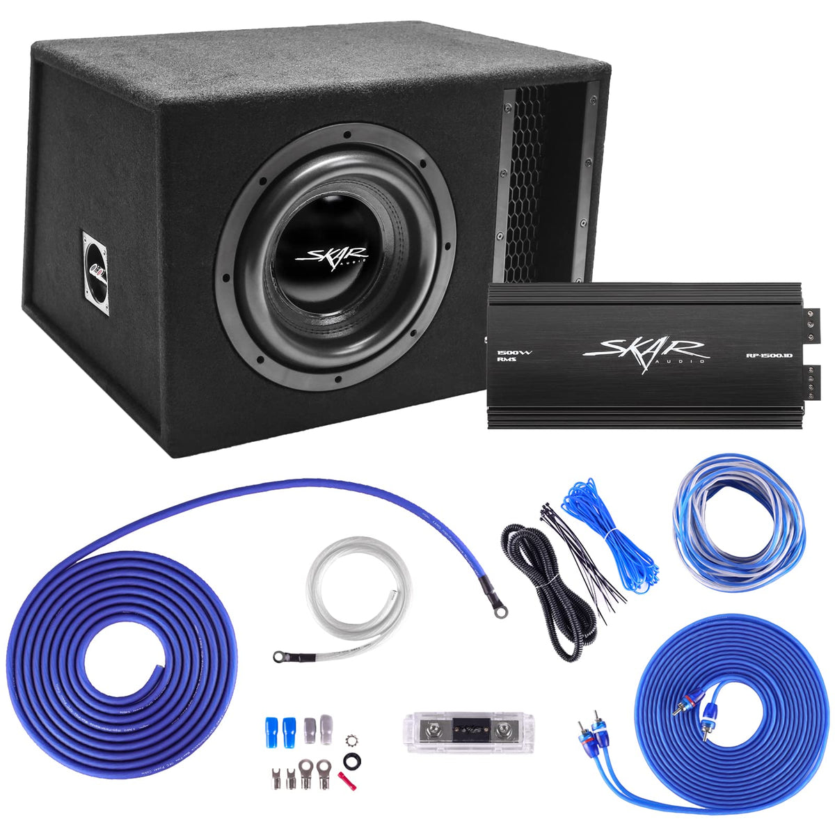 Skar Audio EVL 10-inch loaded subwoofer enclosure boosts deep bass.