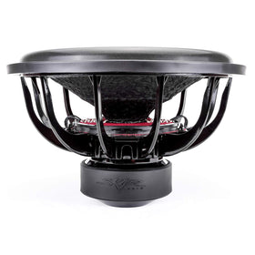 Skar Audio EVL-18 D2 red two-layer spider signals tough suspension and control.