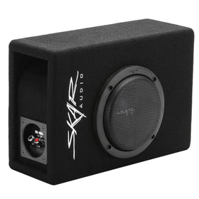 Skar Audio EVL-1X65D4-V-LP front view of the slot-ported enclosure for impactful bass