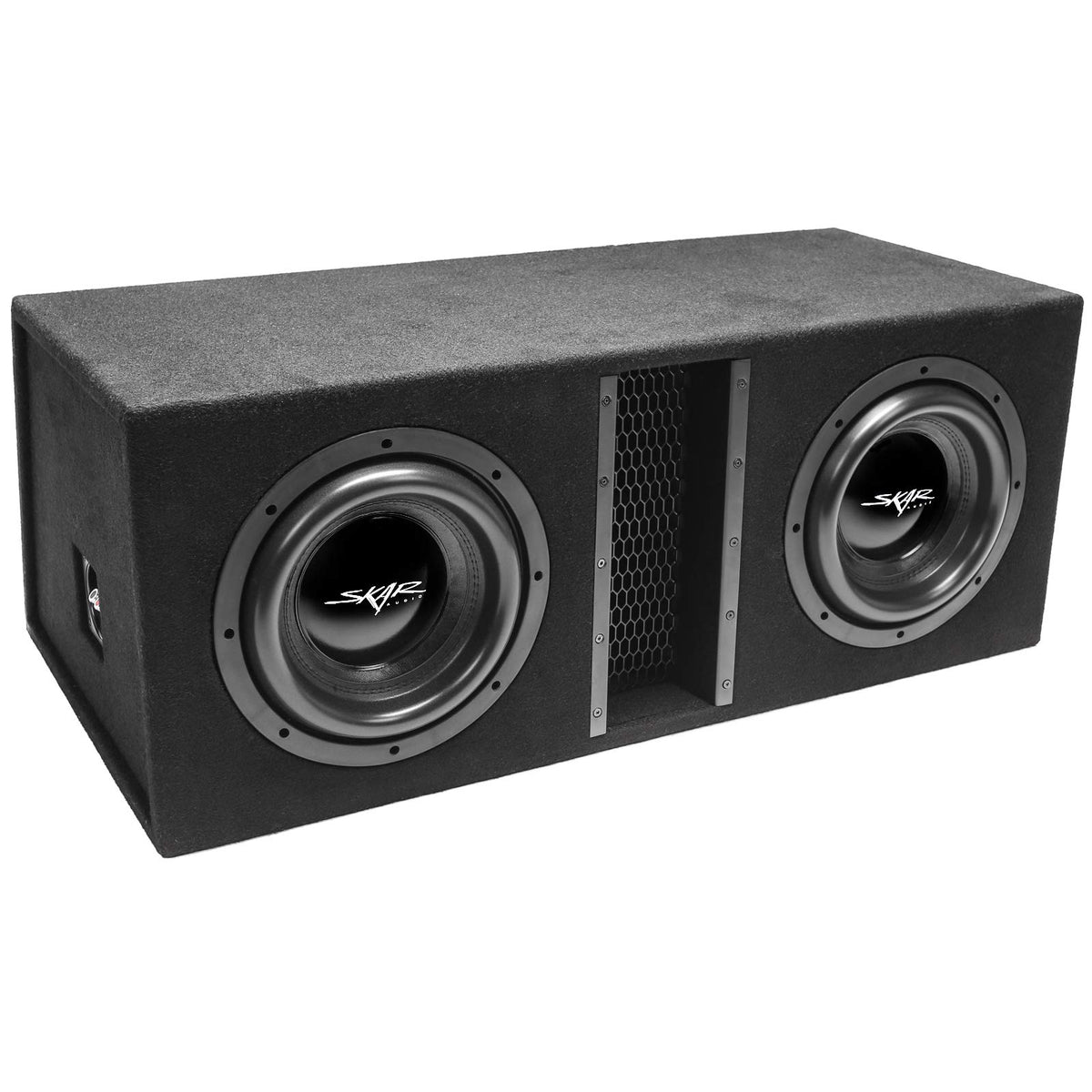 Skar Audio EVL-2X10D4 front view with dual 10-inch woofers delivering deep bass