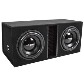 Skar Audio EVL-2X12D4 front view showcases dual 12-inch subs for powerful car bass.