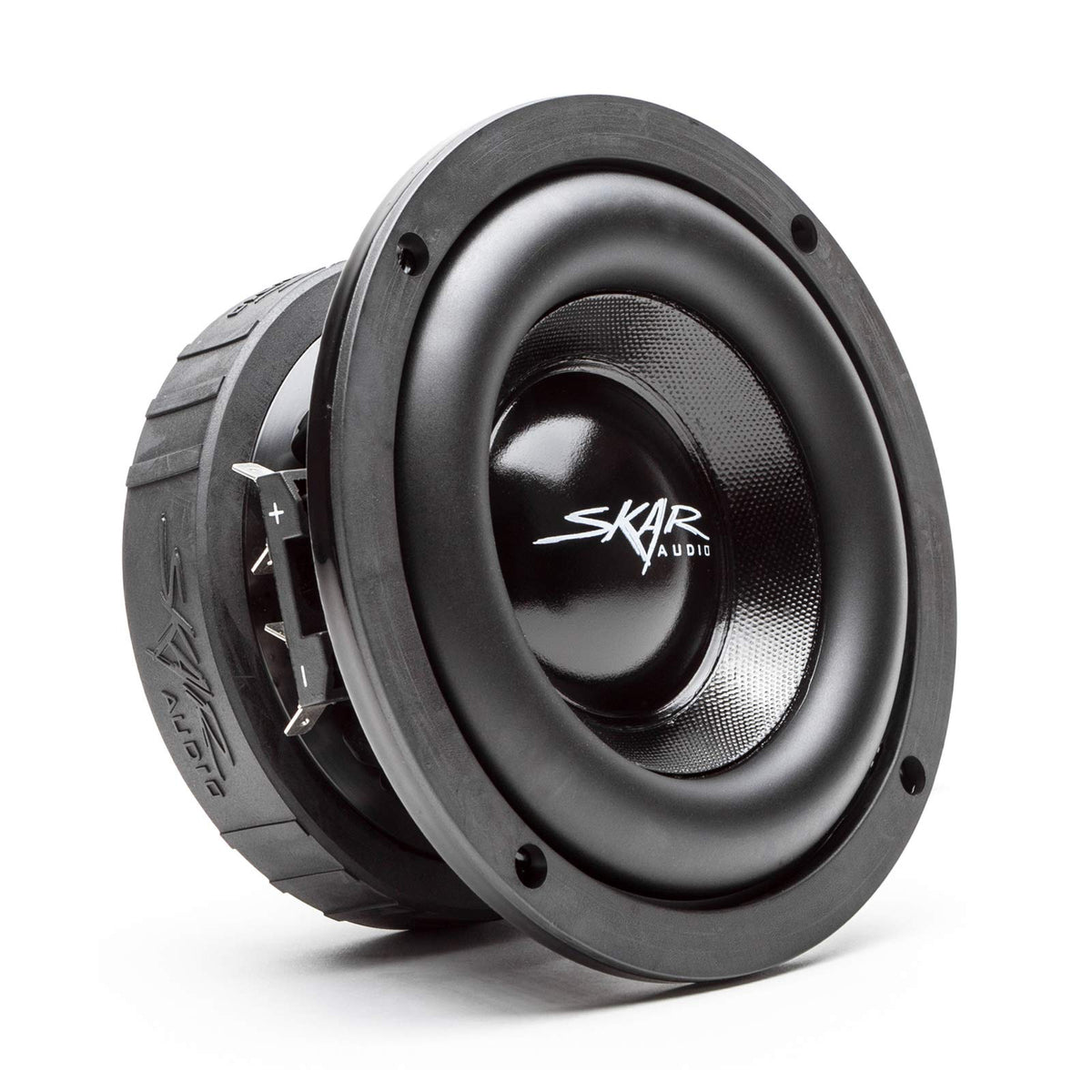 Skar Audio EVL-65 D4 front view shows compact 6.5-inch driver for tight installs.
