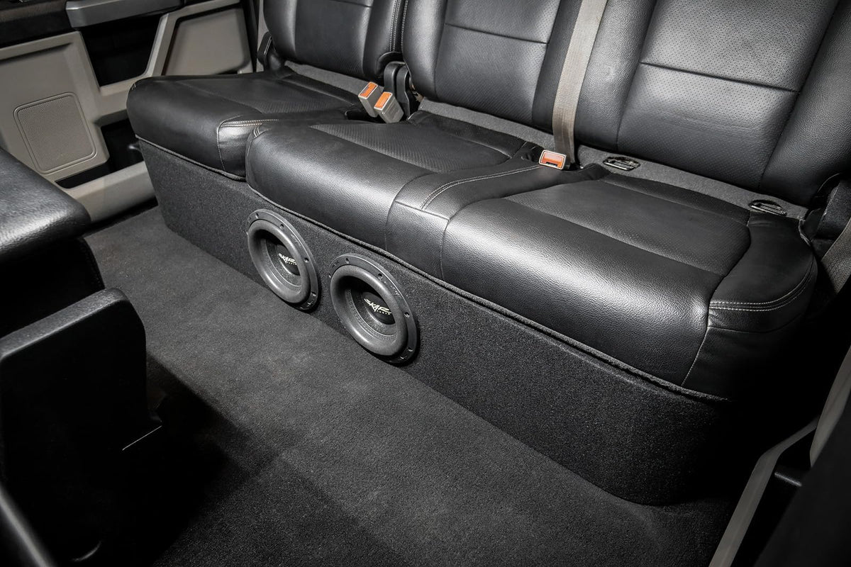 Skar Audio EVL dual-8 enclosure install-ready for Ford Super Duty