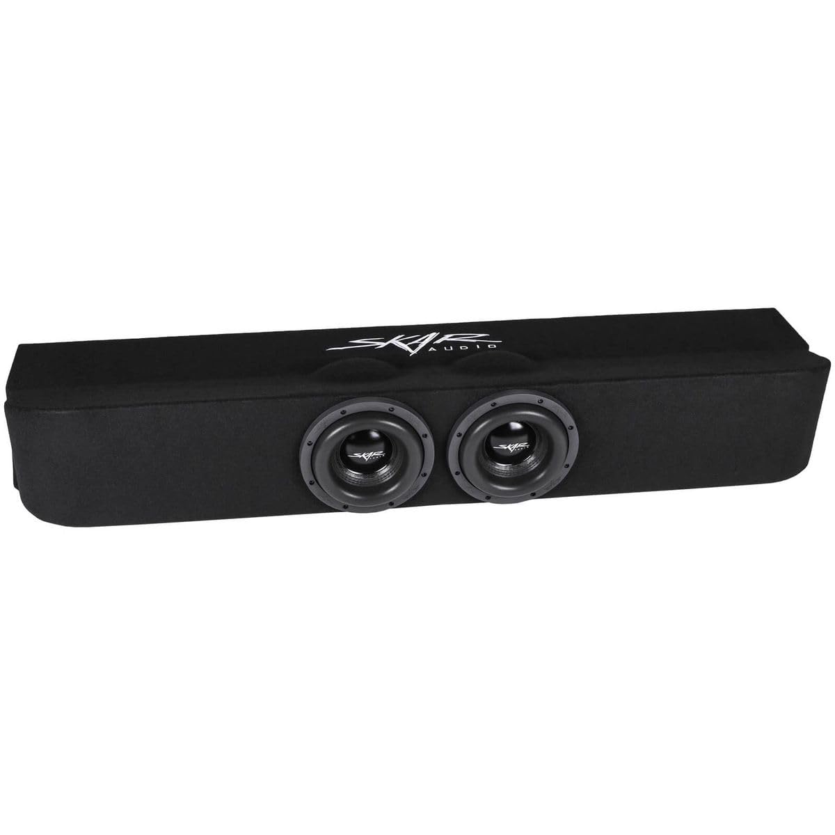 Skar Audio EVL dual-8 loaded enclosure front view showing robust bass-focused design
