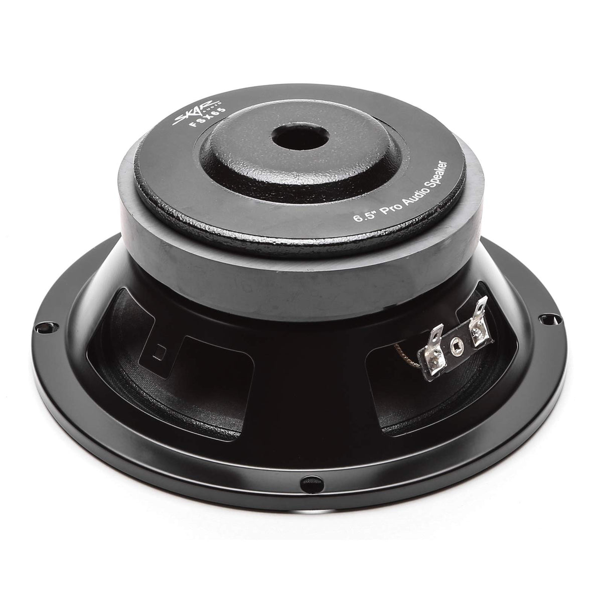 Skar Audio FSX65-4 with ruler for scale conveying compact 6.5-inch fit