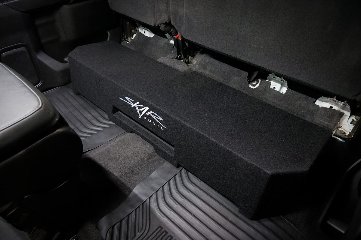 Skar Audio fits under the rear seat with no modifications