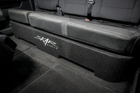 Premium black trunk liner carpeting finish on the enclosure