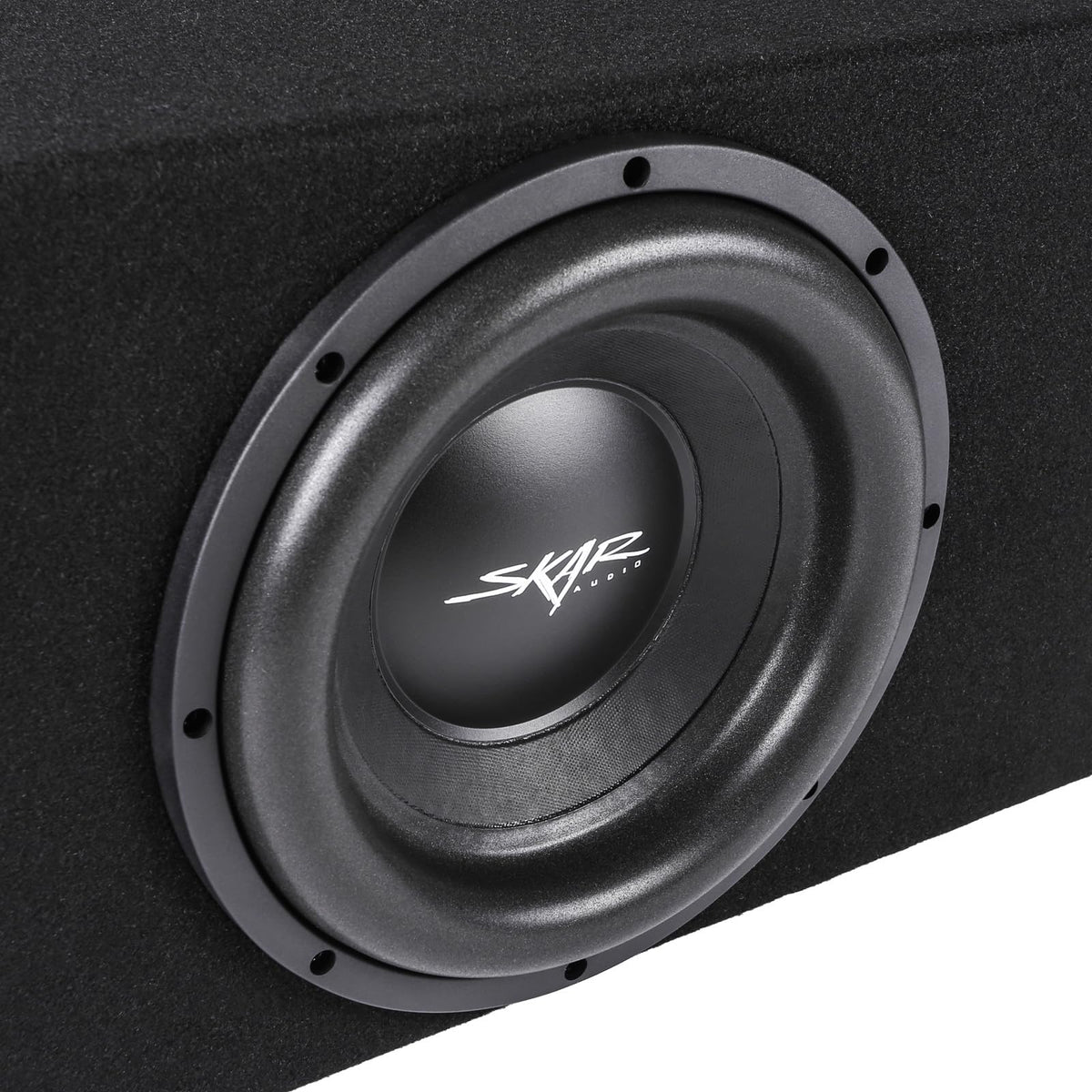 Skar Audio premium trunk-liner carpeting finish on enclosure
