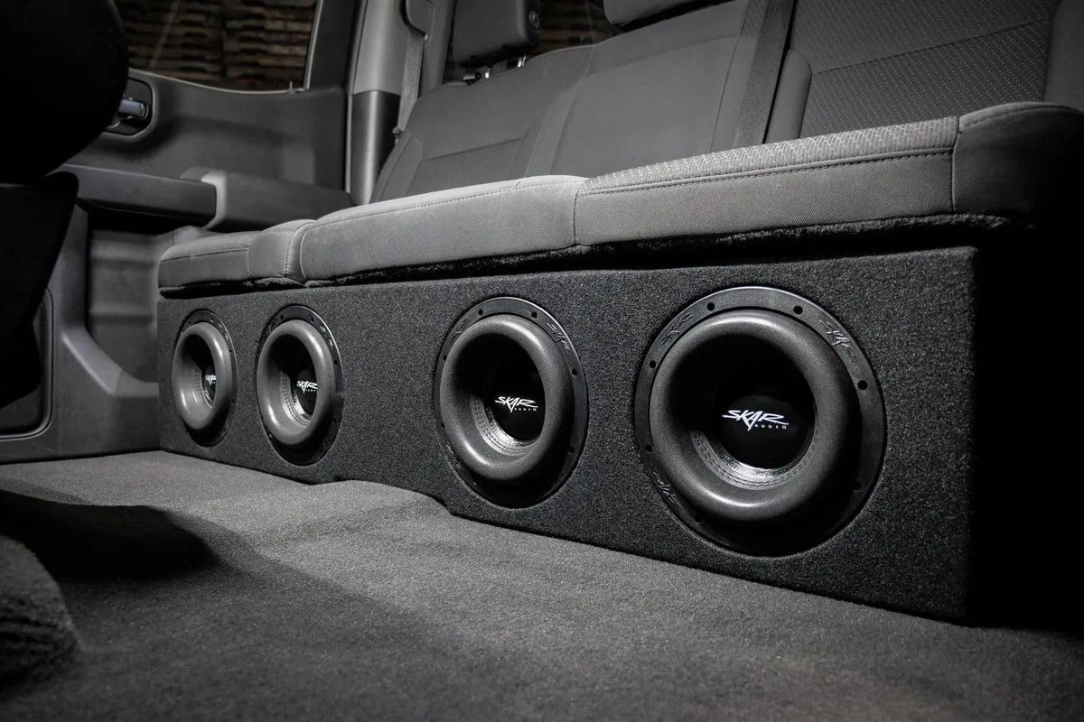 Quad 8 enclosure offers 2.80 cu ft air space for efficient bass