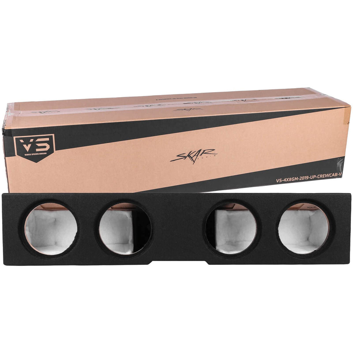 Skar Audio Quad 8 front-firing enclosure boosts deep bass in Silverado Crew Cab