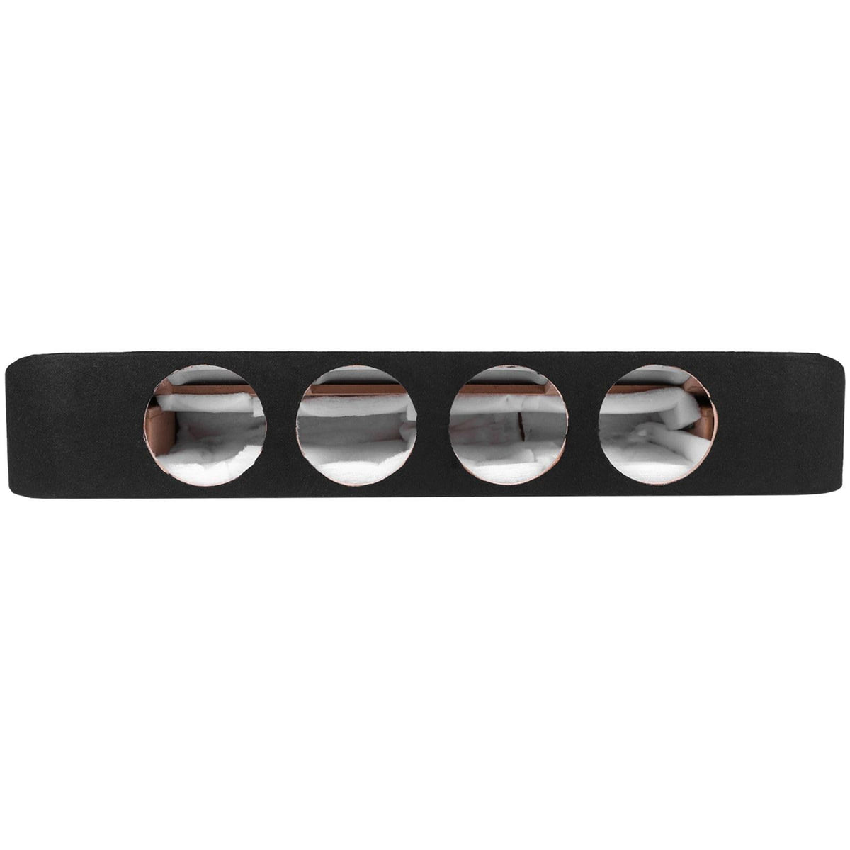 Skar Audio enclosure with premium black trunk liner finish blending with vehicle interior