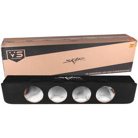Skar Audio quad 8-inch enclosure under seat fitment for Ford Super Duty offers integrated organization and space savings