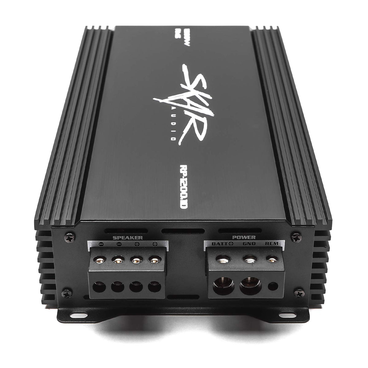 Skar Audio RP-1200.1D PCB layout emphasizing high efficiency design.