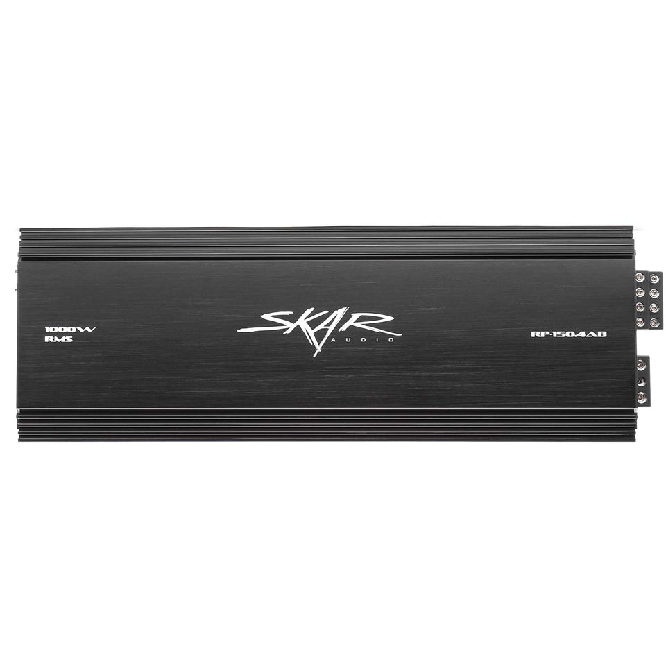 Skar Audio RP-150.4AB front panel detail showing clean power connections
