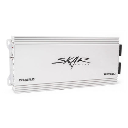 Skar Audio RP-1500-1DM front view for powerful boat audio systems.