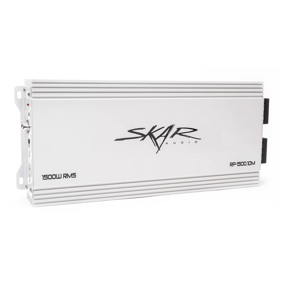 Skar Audio RP-1500-1DM front view for powerful boat audio systems.