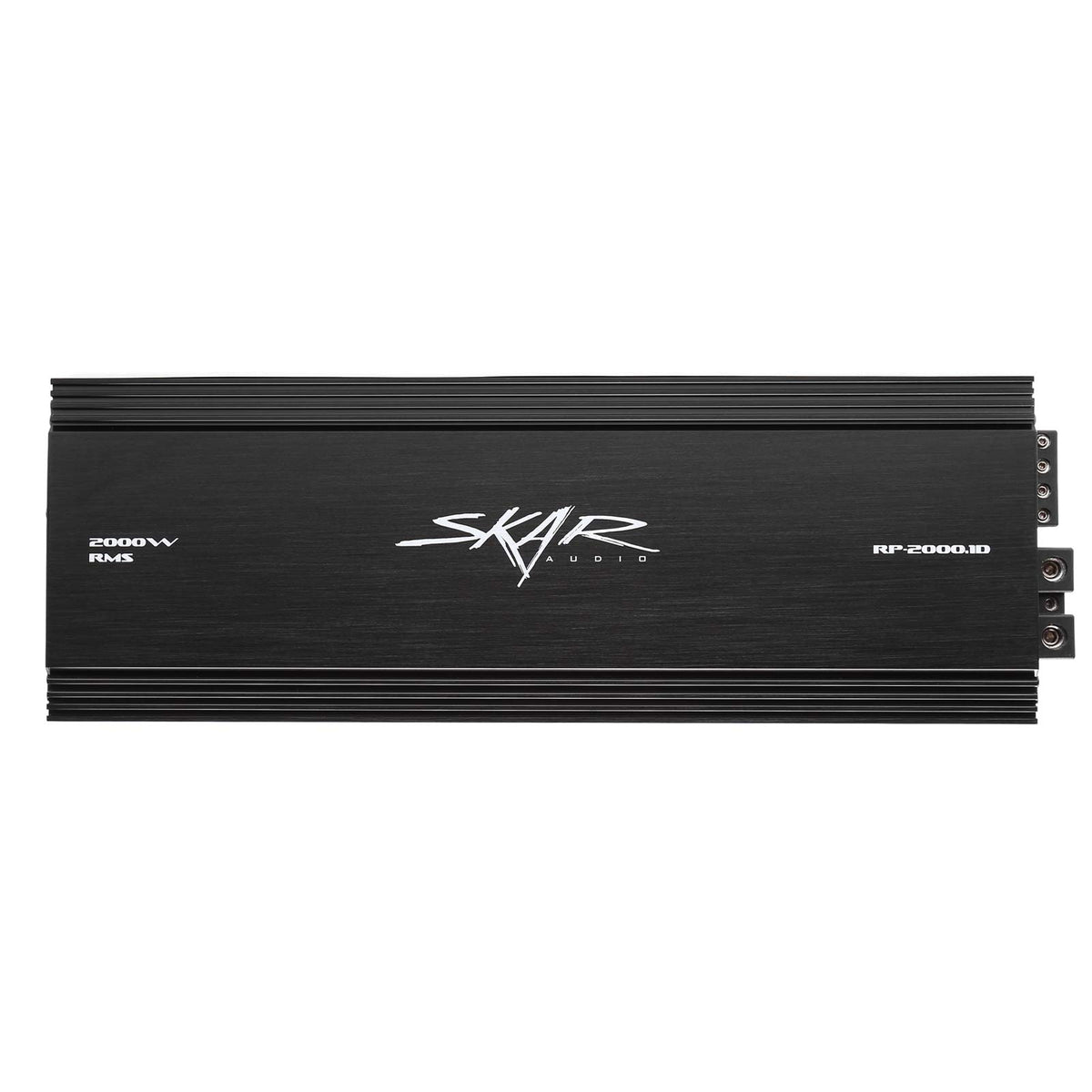 Skar Audio RP-2000.1D front view highlighting compact monoblock for tight installs.