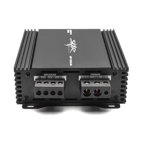 Skar Audio RP-350-1D remote subwoofer level control included for quick bass tuning.