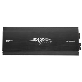 Skar Audio RP-4500.1D front view highlights compact power for robust subwoofer performance.
