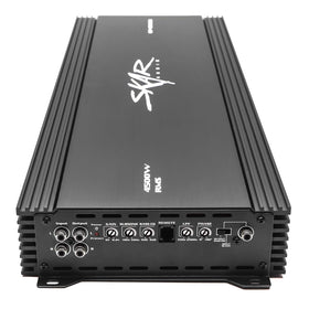 Skar Audio RP-4500.1D terminal blocks emphasize 1/0 wiring for reliable high-current wiring.