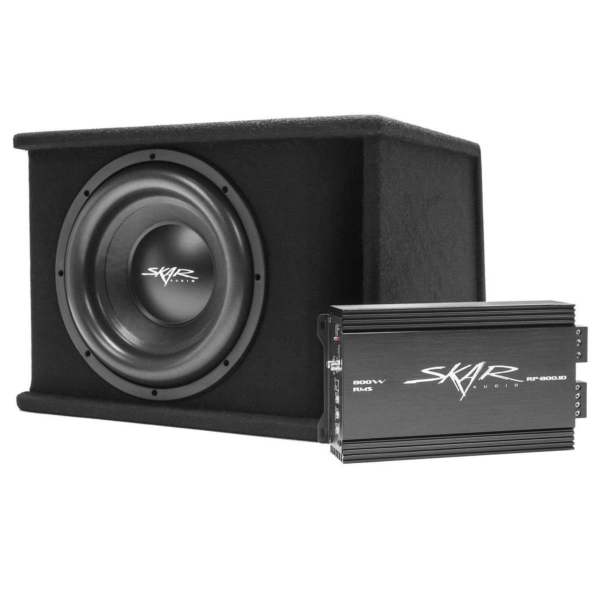 Skar Audio RP-800-1D amplifier powers the system with clean, efficient bass.