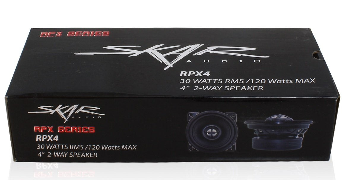Skar Audio RPX4 next to coin showing compact size and space-saving benefit