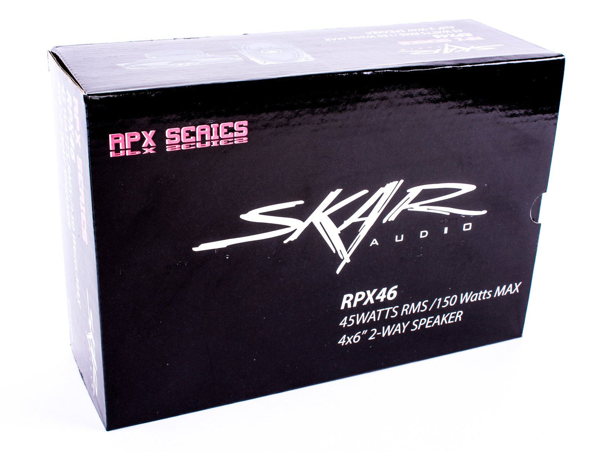 Skar Audio RPX46 packaging and label showing model and spec reassurance