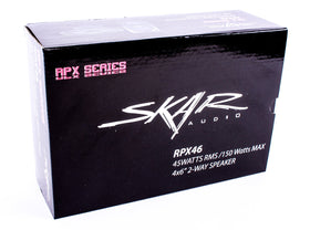 Skar Audio RPX46 packaging and label showing model and spec reassurance