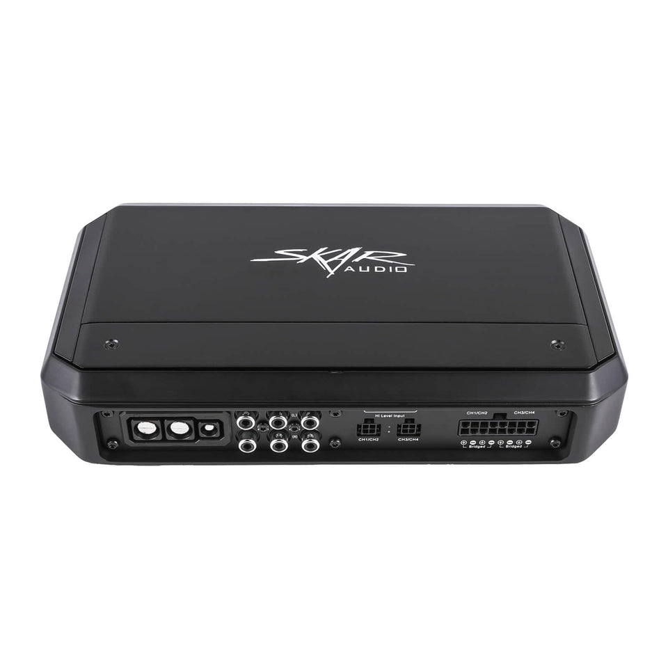 Skar Audio SA-125.4D front panel with accessible controls for precise tuning.