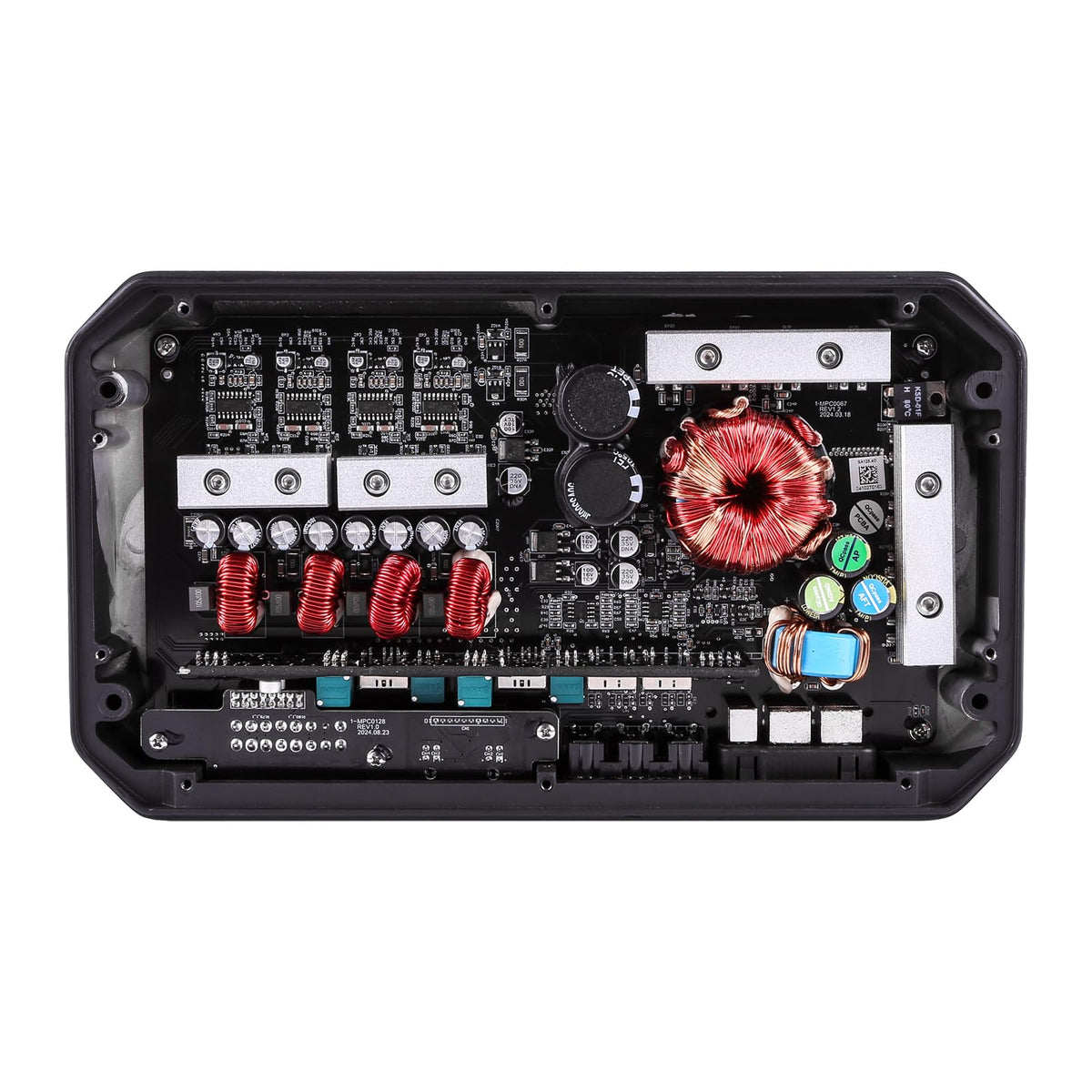 Skar Audio SA-125.4D gain and crossover controls for tuning.