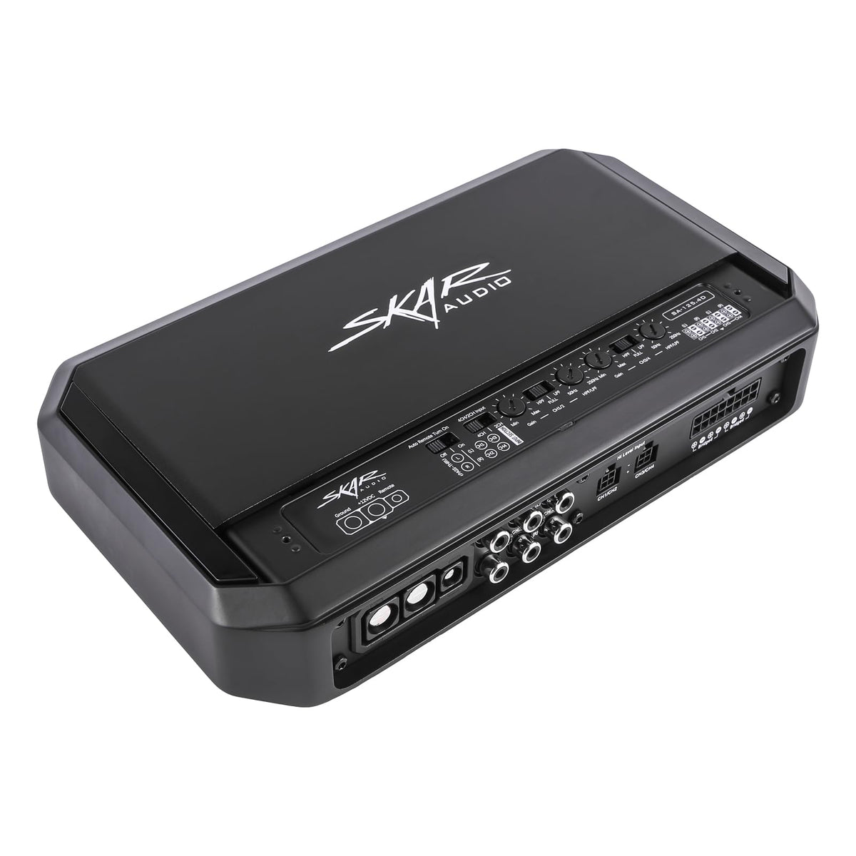 Skar Audio SA-125.4D side ports emphasize compact design and airflow.