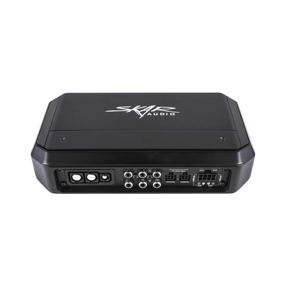 Skar Audio SA-50.4D front panel view for compact dash integration.