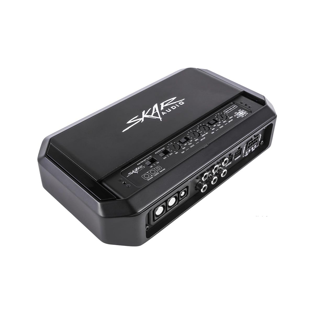 Skar Audio SA-50.4D gain and crossover controls for precise tuning.