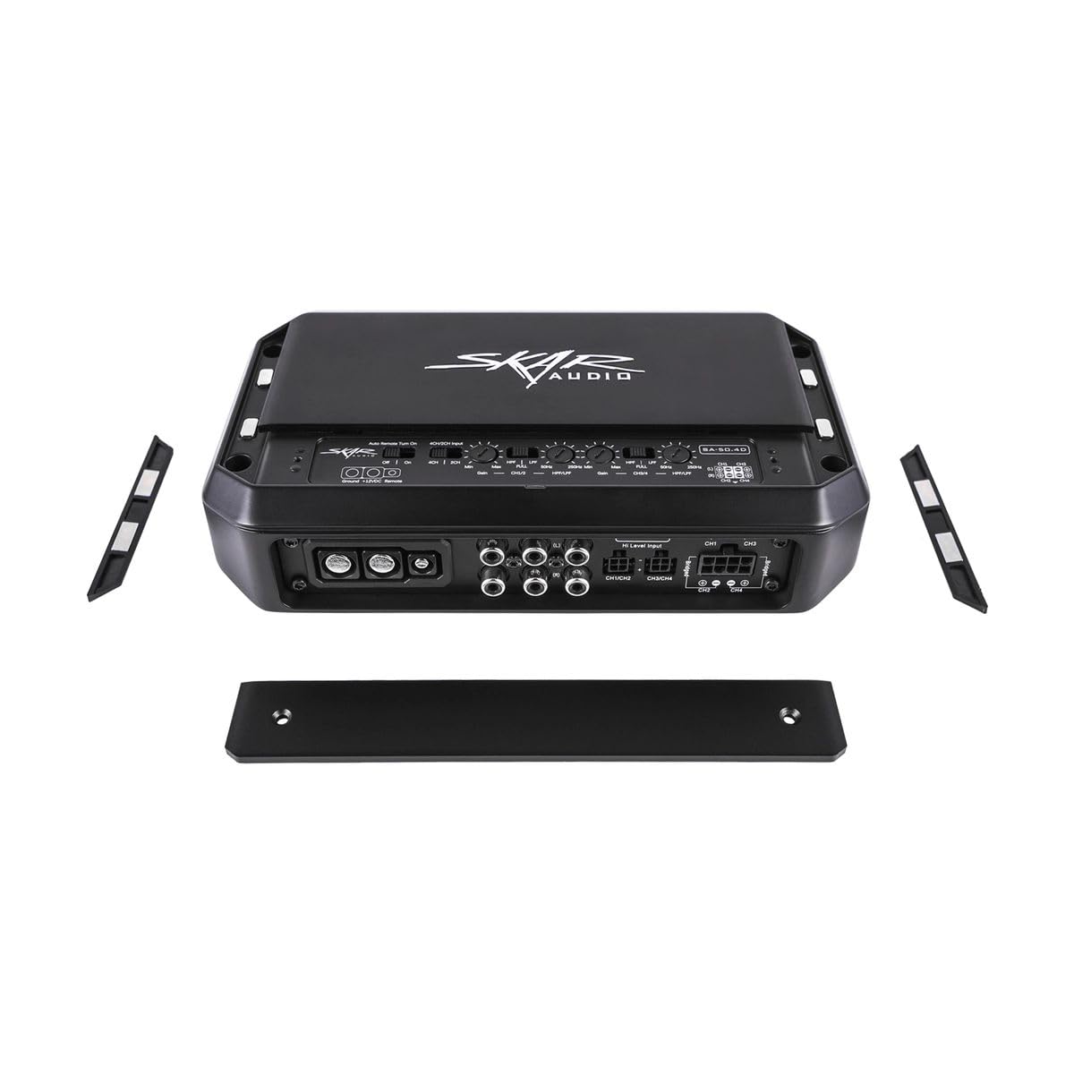 Skar Audio SA-50.4D rear connection panel for four-channel inputs.