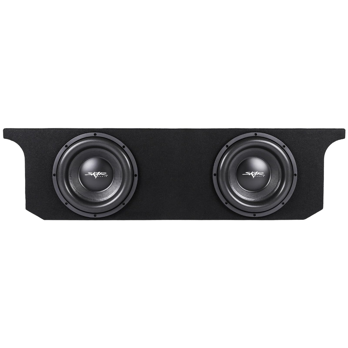 Skar Audio SDR-12 D4 subwoofer closeup showing dual 4-ohm drivers