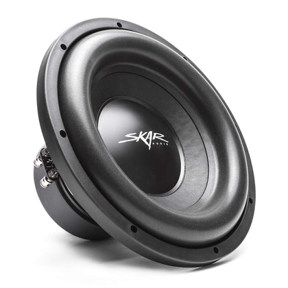 Skar Audio SDR-12 front view highlighting the 12-inch subwoofer’s profile and footprint