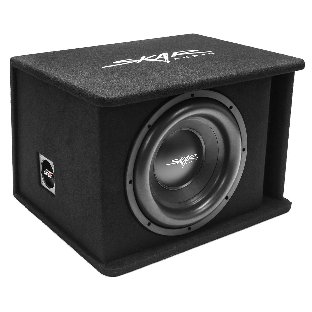 Skar Audio SDR-1X12D2 loaded enclosure front view for enhanced bass performance