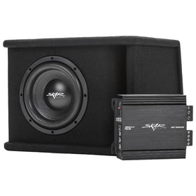 Skar Audio SDR 1x8D2 woofer close-up highlights magnet for deep lows.