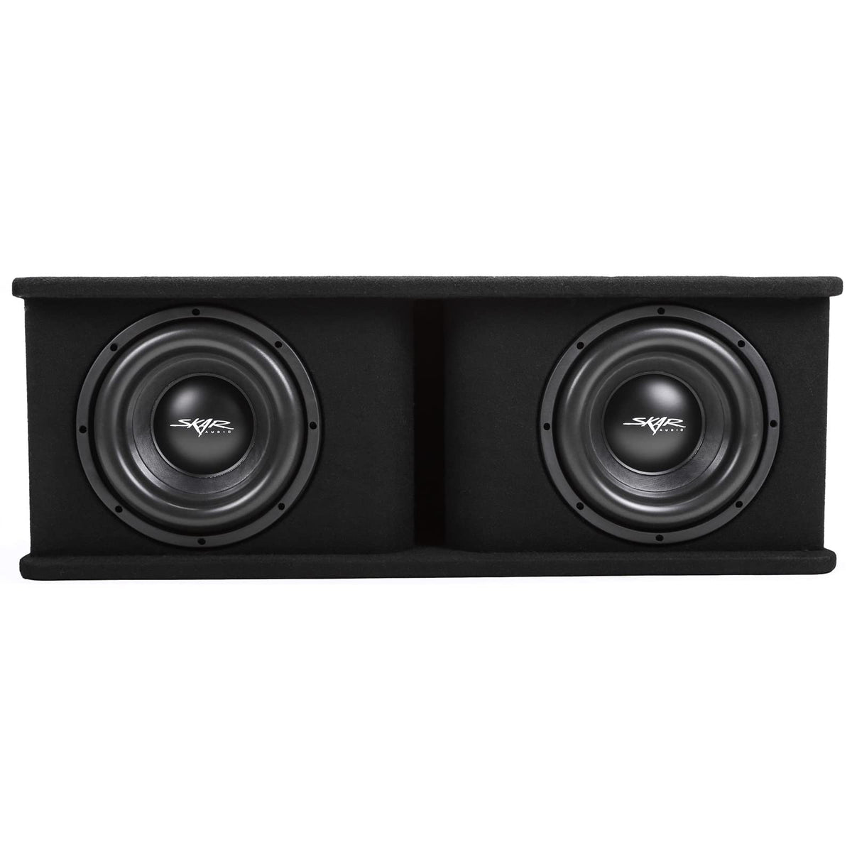 Skar Audio SDR-2X10D4 dual 10-inch enclosure front view with flush baffle