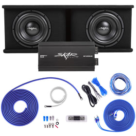 Skar Audio SDR 2x10D4 loaded subwoofer enclosure delivers powerful vented bass.