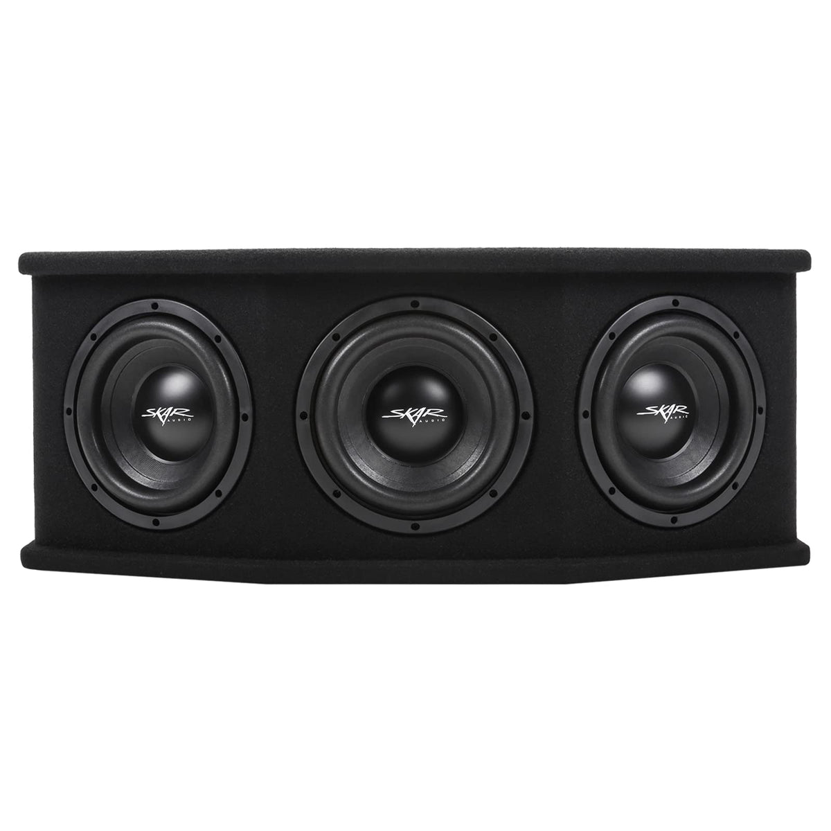 Skar Audio SDR-3X8D2 side view highlights dual slot ports for low-end response