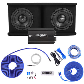 Skar Audio SDR dual 8 loaded enclosure ready for install, delivering deep bass.