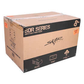 Skar Audio SDR installed in car trunk showing compact, bass-ready enclosure.