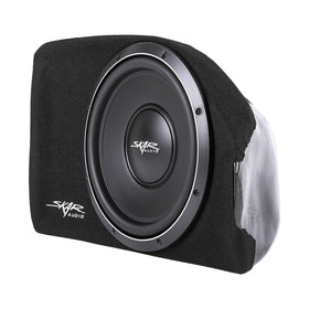 Skar Audio side-firing subwoofer enclosure design shown for optimized trunk space
