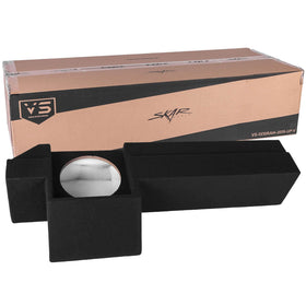 Skar Audio single 10-inch ported enclosure front view emphasizes deep bass potential