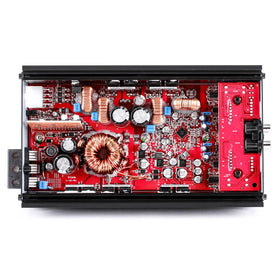 Skar Audio SK-M4004D 8-gauge power and ground terminals for solid power.