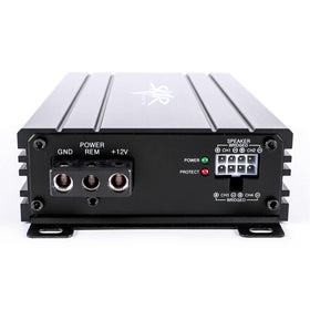 Skar Audio SK-M4004D high-level input connection enables OEM-style integration.
