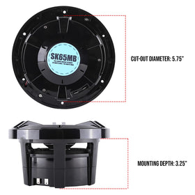 Skar Audio SK65MB compact 3.25 inch mounting depth fits tight boat or ATV installations.
